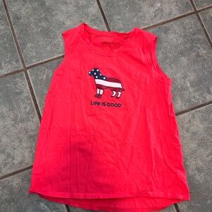 Life Is Good Bright Red Sleeveless Tee